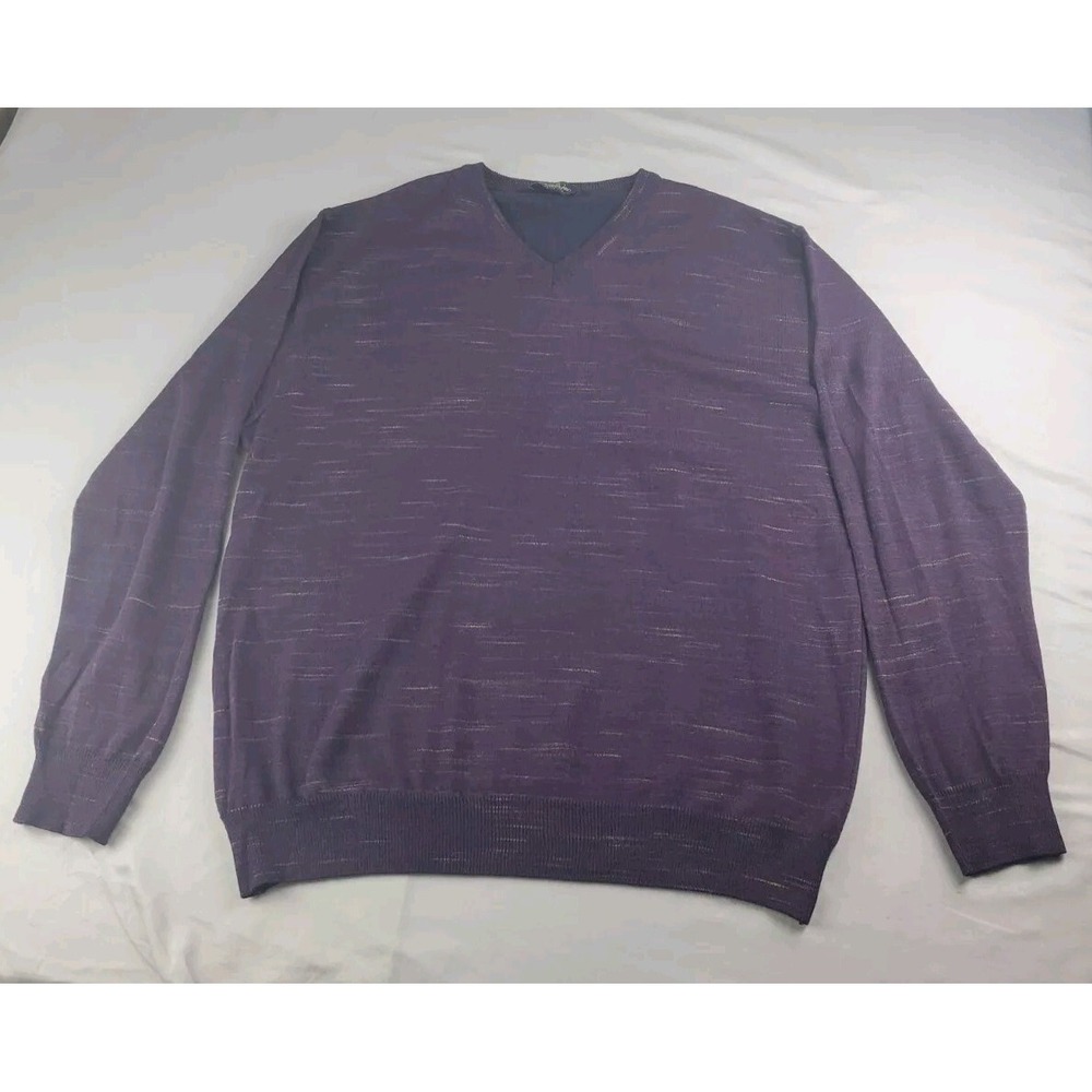 Montechiaro Sweater Mens Extra Large 54 Burgundy Weave V Neck Designer Italy